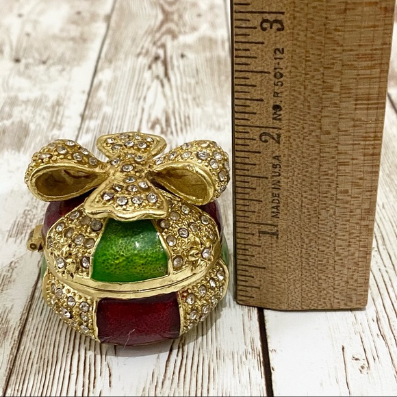 Cotillion Curio Jeweled Enamel Metal Trinket Box - Picture 8 of 13